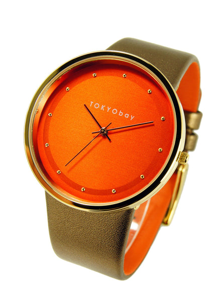 Barbarella watch - orange-with-gold
