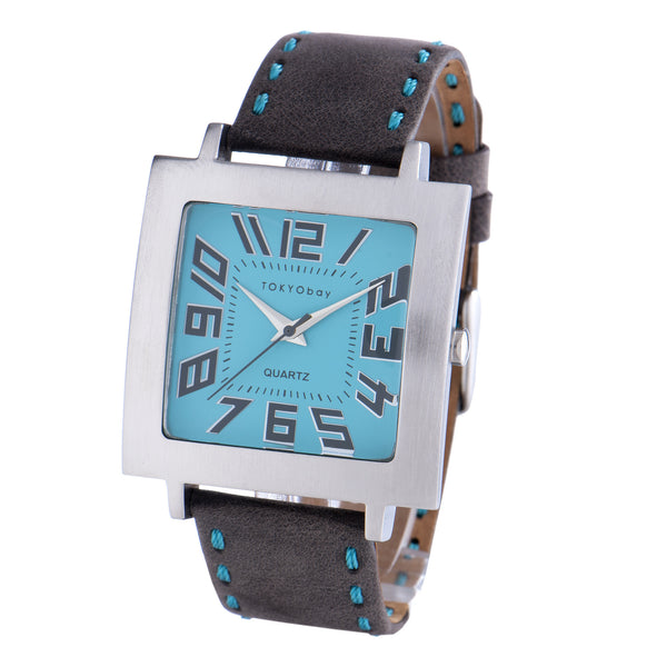 Tram Stitch watch - grey-with-turquoise